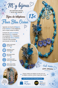 💙 Bijou de téléphone « Fleur Bleu Océan »