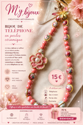🌸 Bijou de téléphone – Perles céramiques fleuries