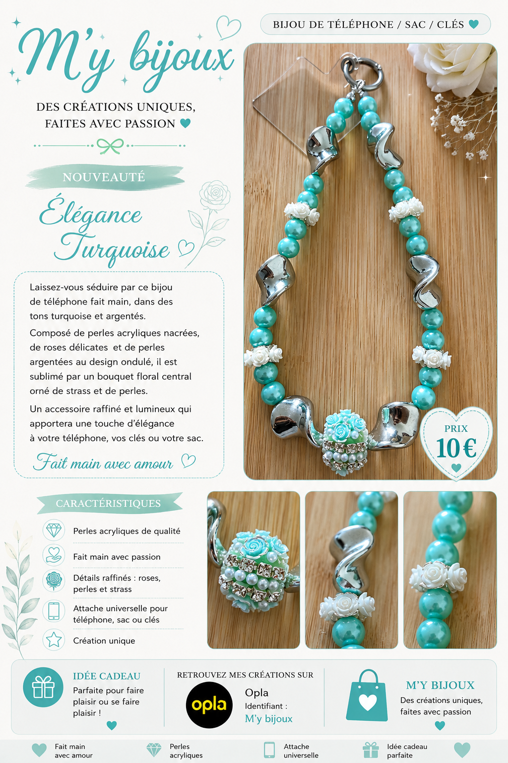 Bijou de téléphone – Élégance Turquoise