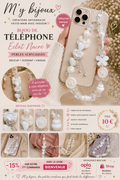 🤍 Bijou de téléphone “Éclat nacré” – Perles acryliques