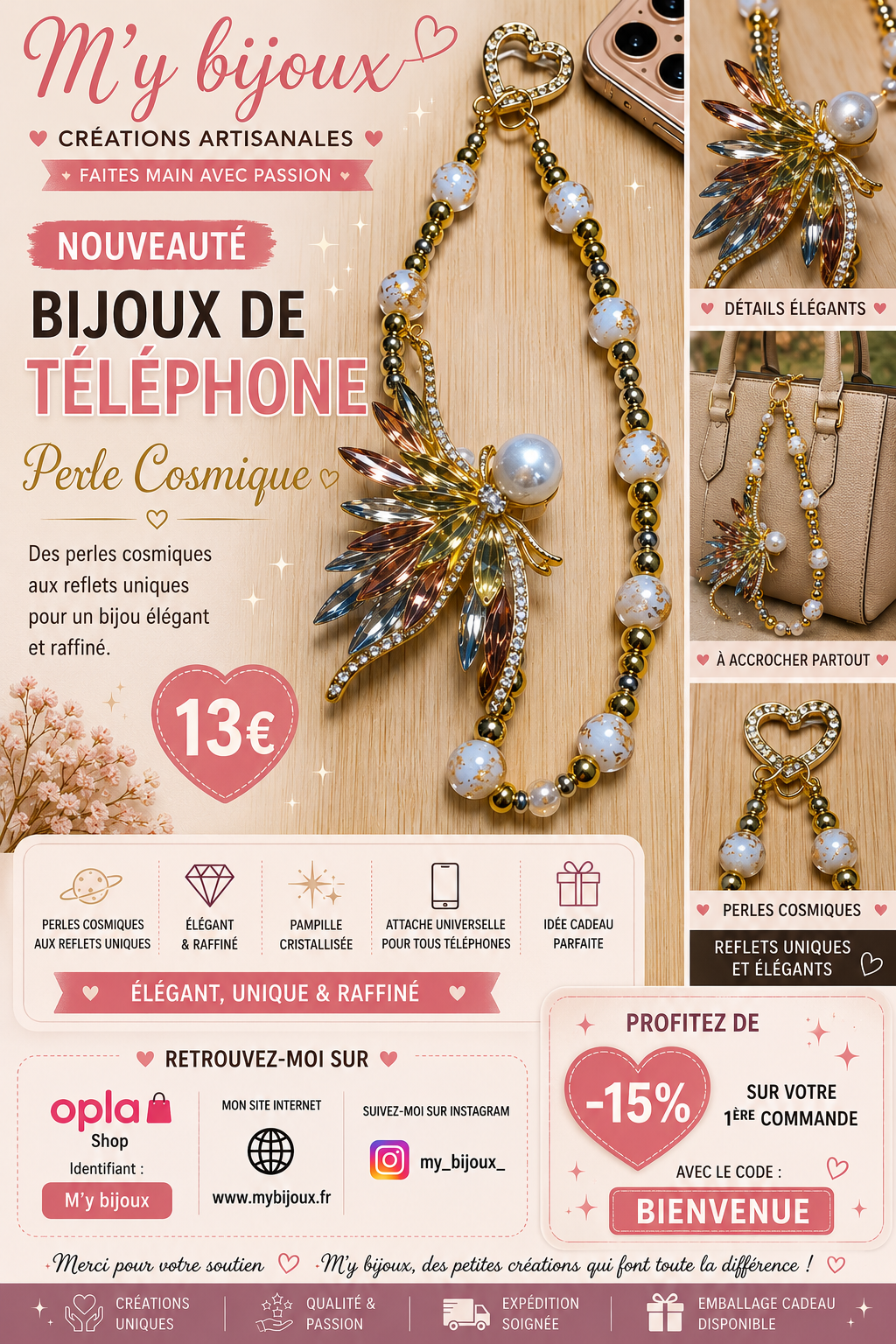 ✨ Bijou de téléphone – Collection Cosmique Élégance
