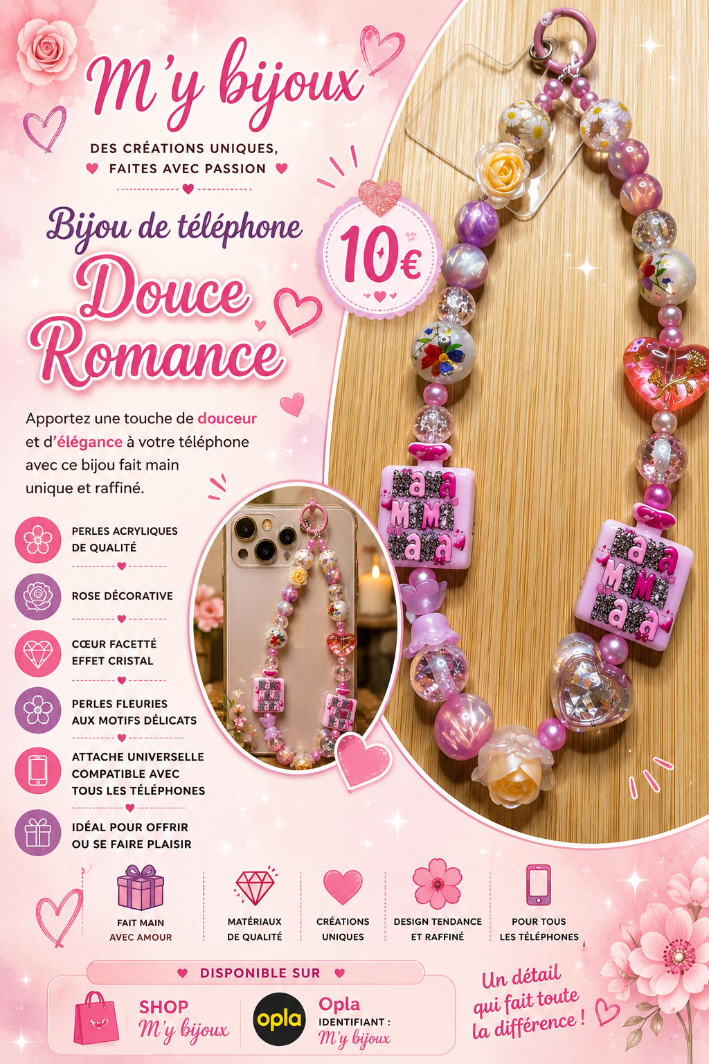 💖 Bijou de téléphone « Douce Romance »