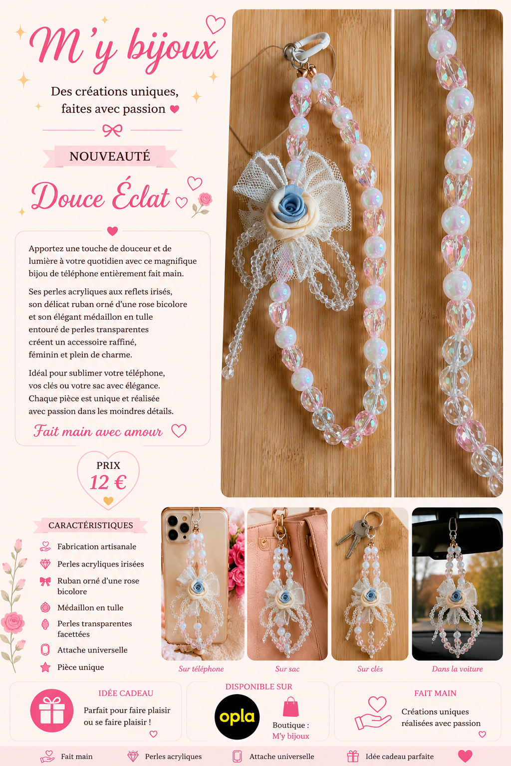 Bijou de téléphone – Rose Bleue Élégance