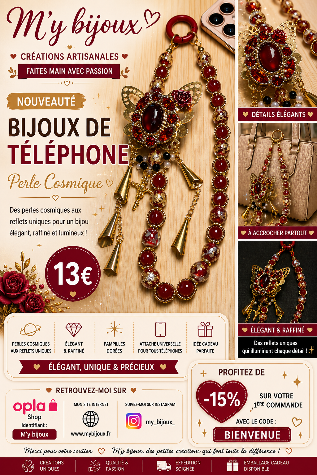 ❤️ Bijou de téléphone – Collection Cosmique Impériale