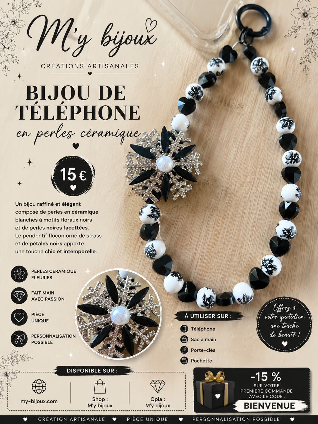 ❄️ Bijou de téléphone – Élégance Hivernale ❄️