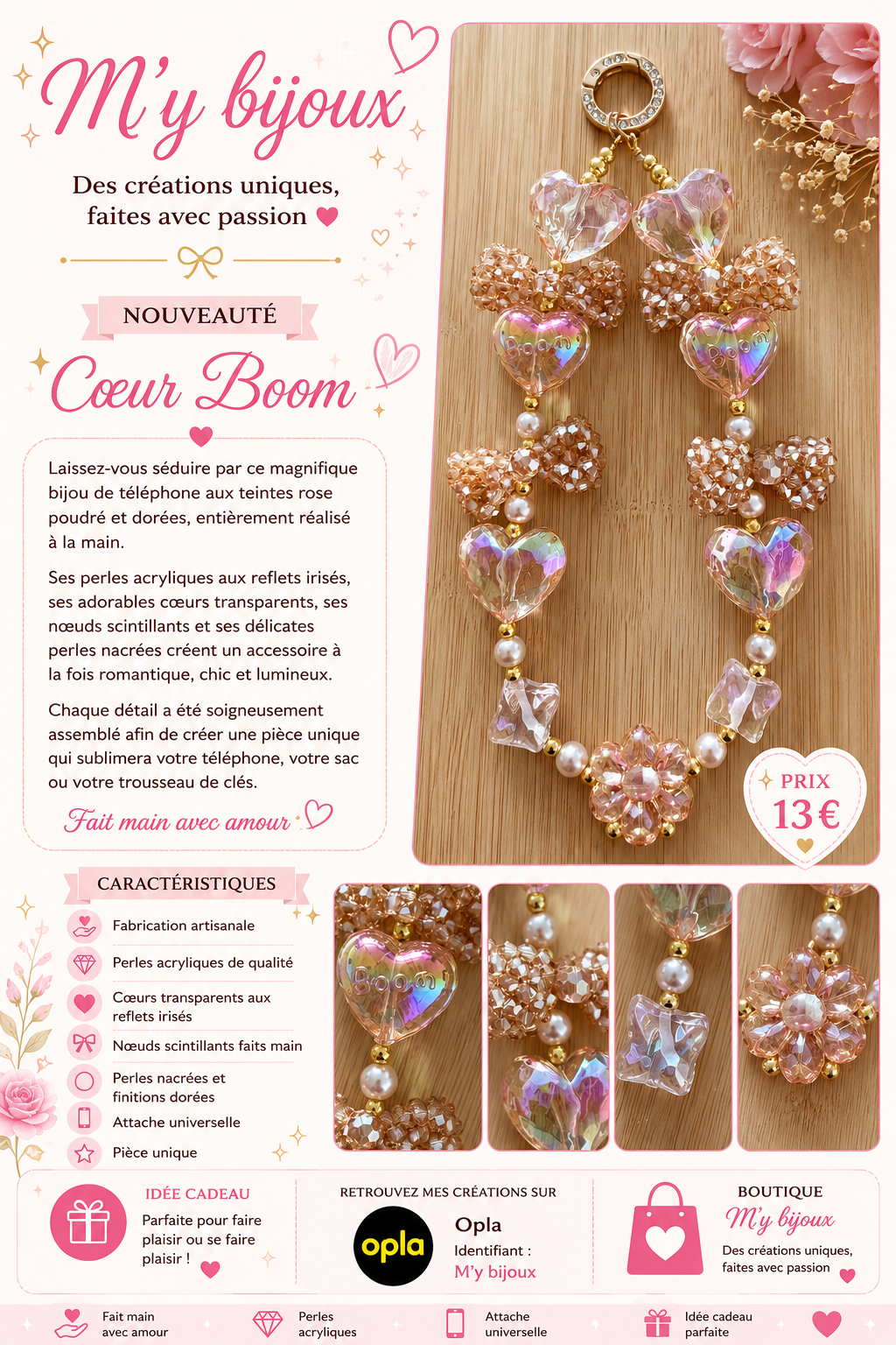 Bijou de téléphone « Cœur Boom »
