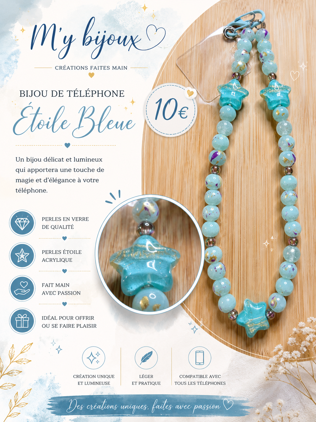 💙 Bijou de téléphone “Étoile Bleue”