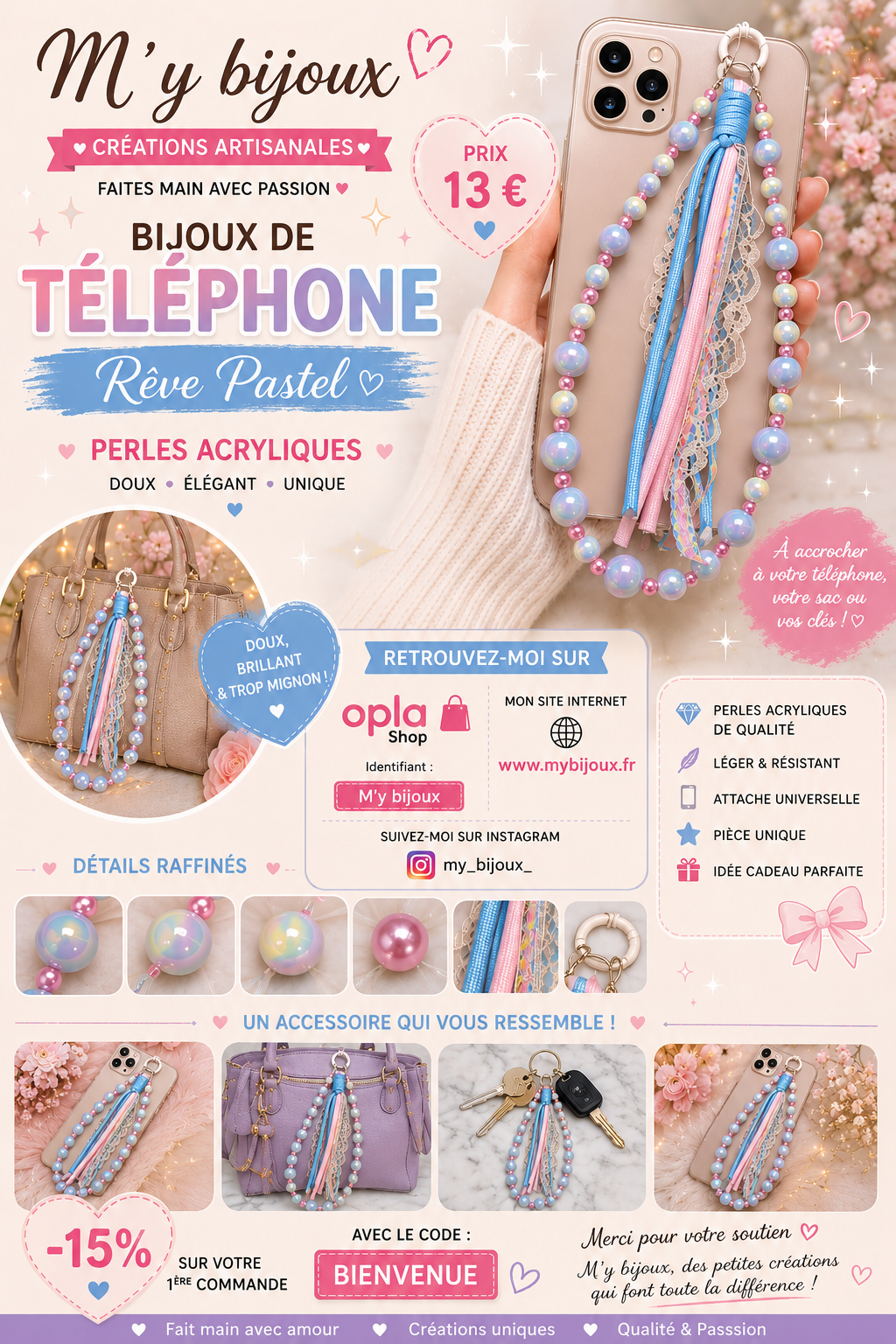 Bijou de téléphone – Collection “Rêve Pastel”