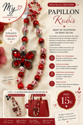🦋 Bijou de téléphone / Bijou de sac – Papillon Rubis
